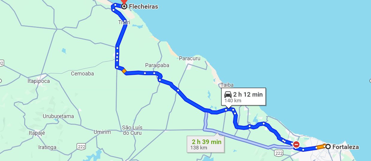 Distancia de Fortaleza a Flecheiras